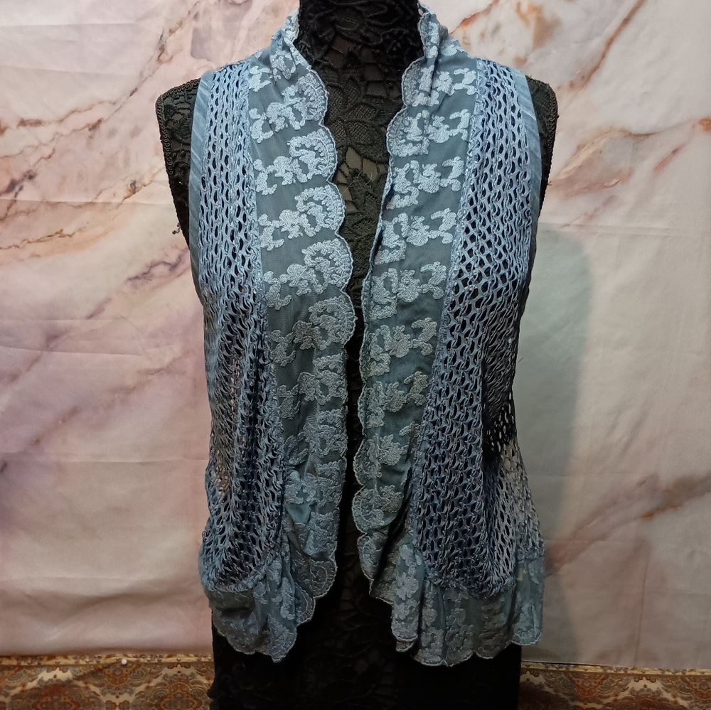 Chico's Blue‎ Boho Lace Vest